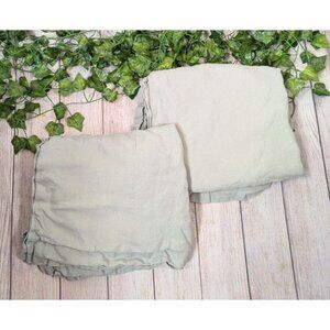 Fieldcrest 100% Linen King Sized Pillow Shams Gray GREEN SET OF 2 LOT